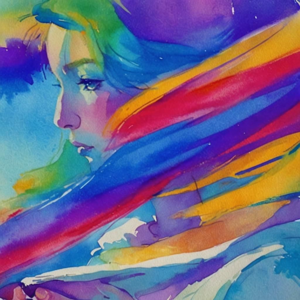 Watercolor Portrait of Woman Reading Poetry