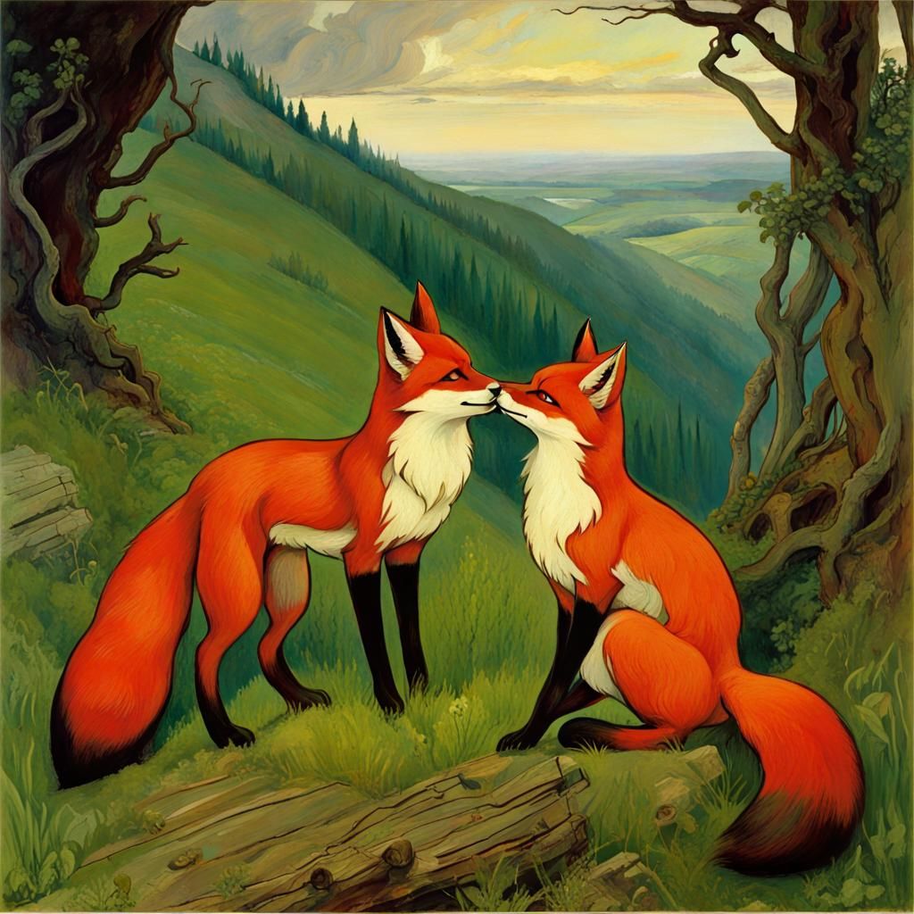 Victorious Vulpine in Verdant Valley: A Victorian Visual