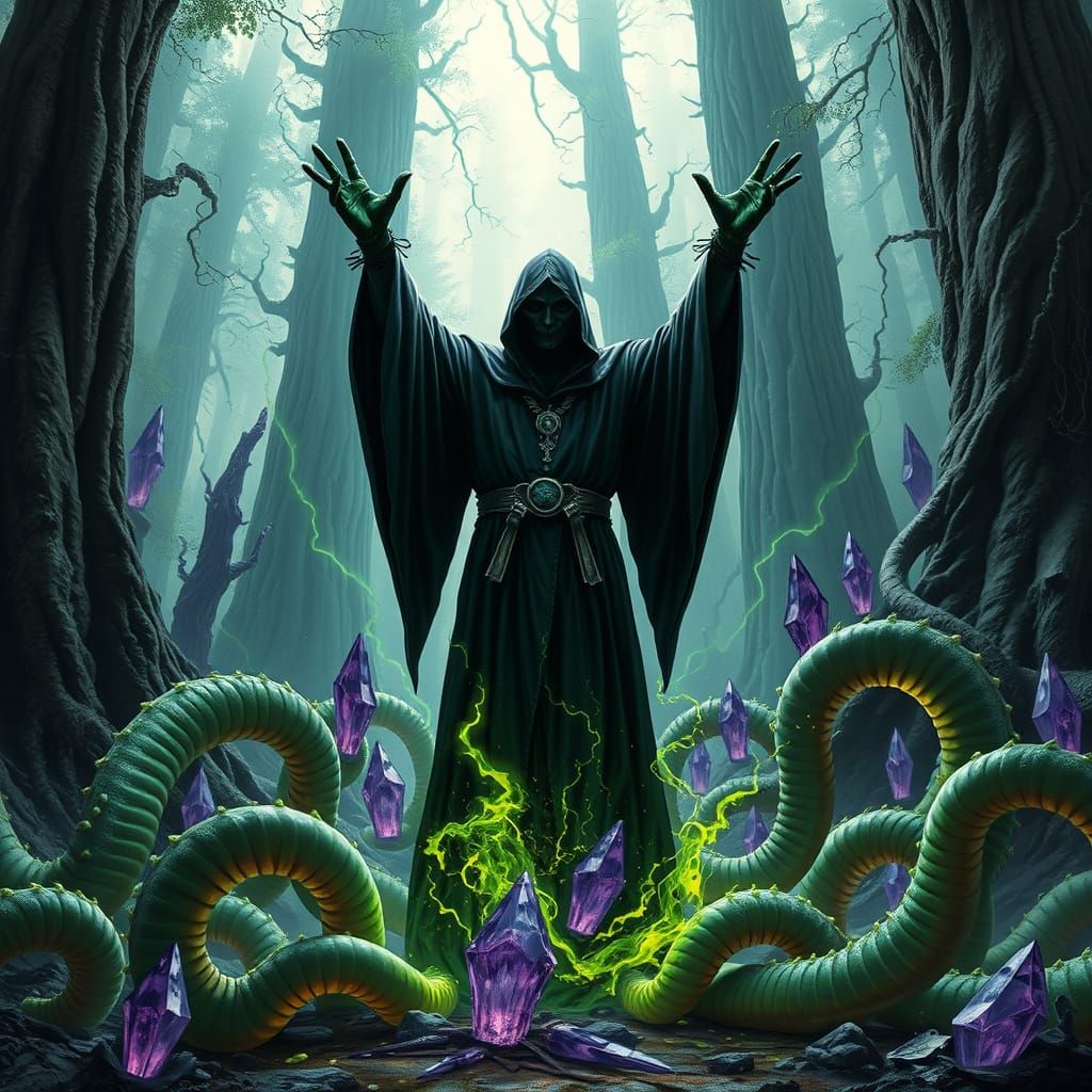 Dark Sorcerer Attacks Mystical Forest