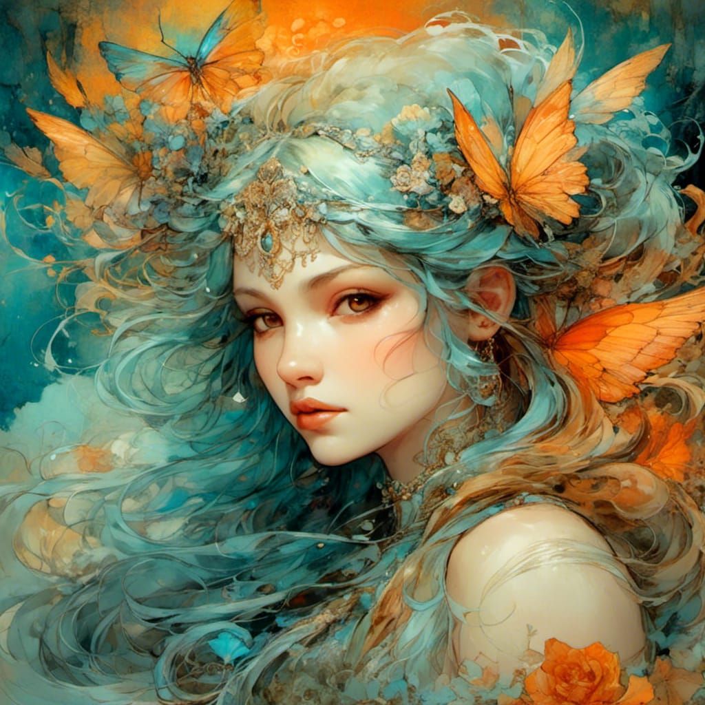 Fairy Goddess in Dreamlike Cloudscape Digital Art