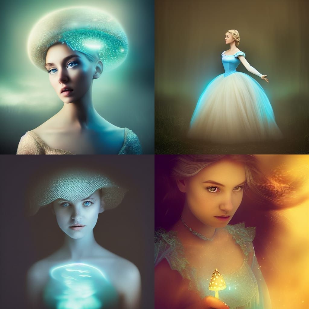 Cinderella in Glowing Mushroom Dress Portrait