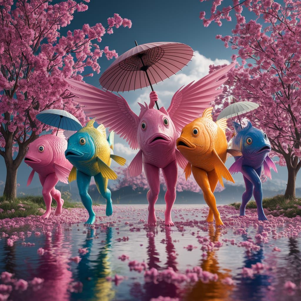 Surreal Garden Scene in Hyperrealistic Style