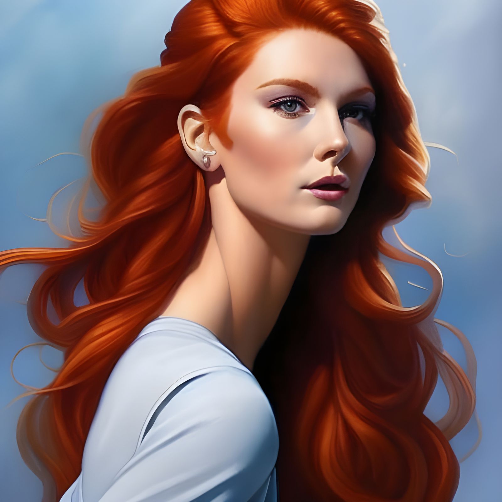 Gorgeous Redhead Surrounded by Flowers: Hyperrealistic Detai...