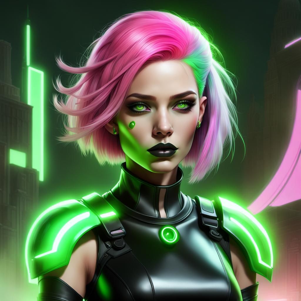 Neon Glamour: Woman in Indoru Style Portrait