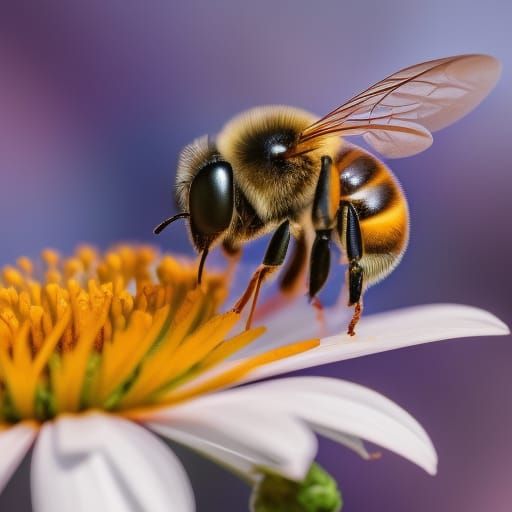 Adorable Honeybee on Flower: Digital Art