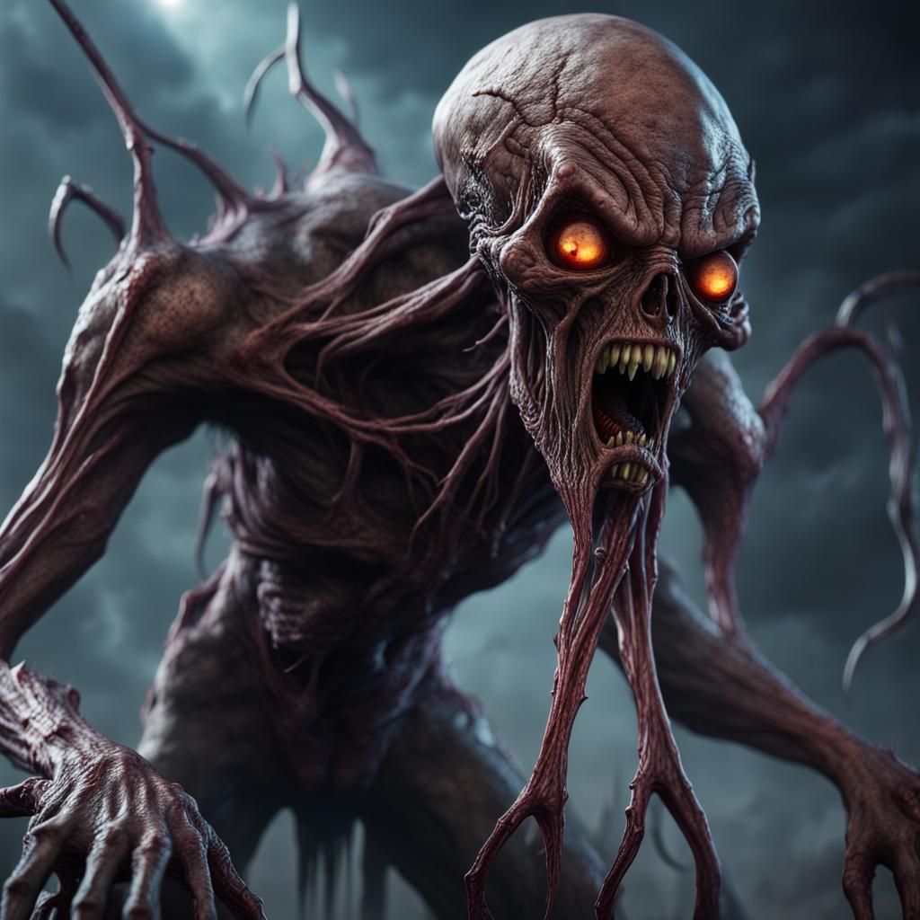 Demonic Alien Zombie in Detailed Matte Style