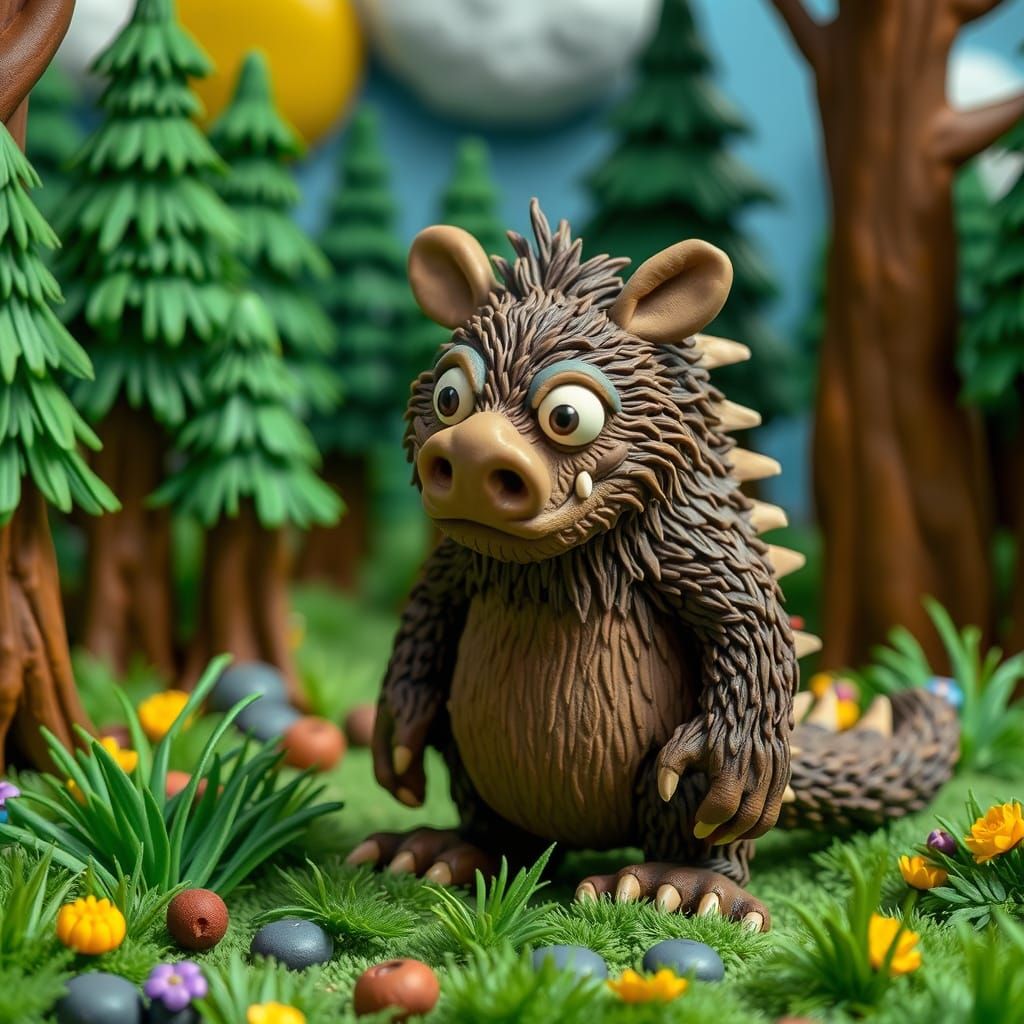 Adorable Clay Gruffalo in Whimsical Clay Forest
