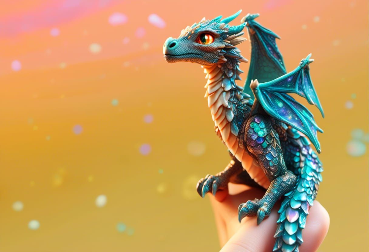 Crystal Dragon Hatchling in Astral Digital Art Style