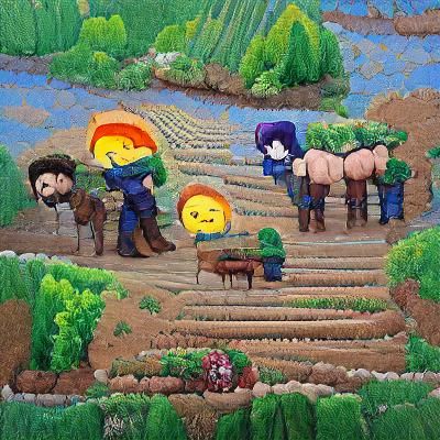 Picturesque Pixel-Art Farm in a Green Valley