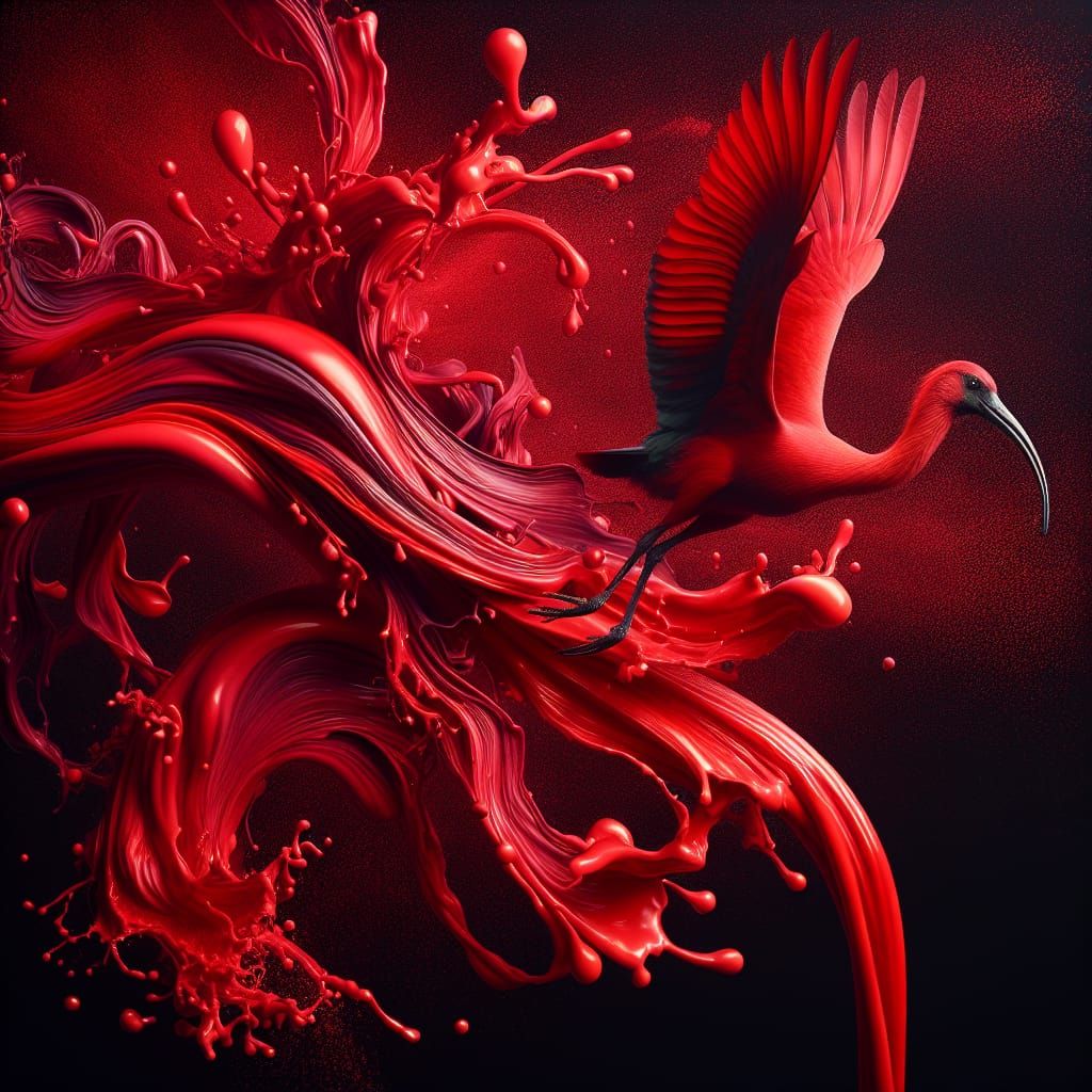 Scarlet Ibis Takes Flight in Dramatic Digital Painting