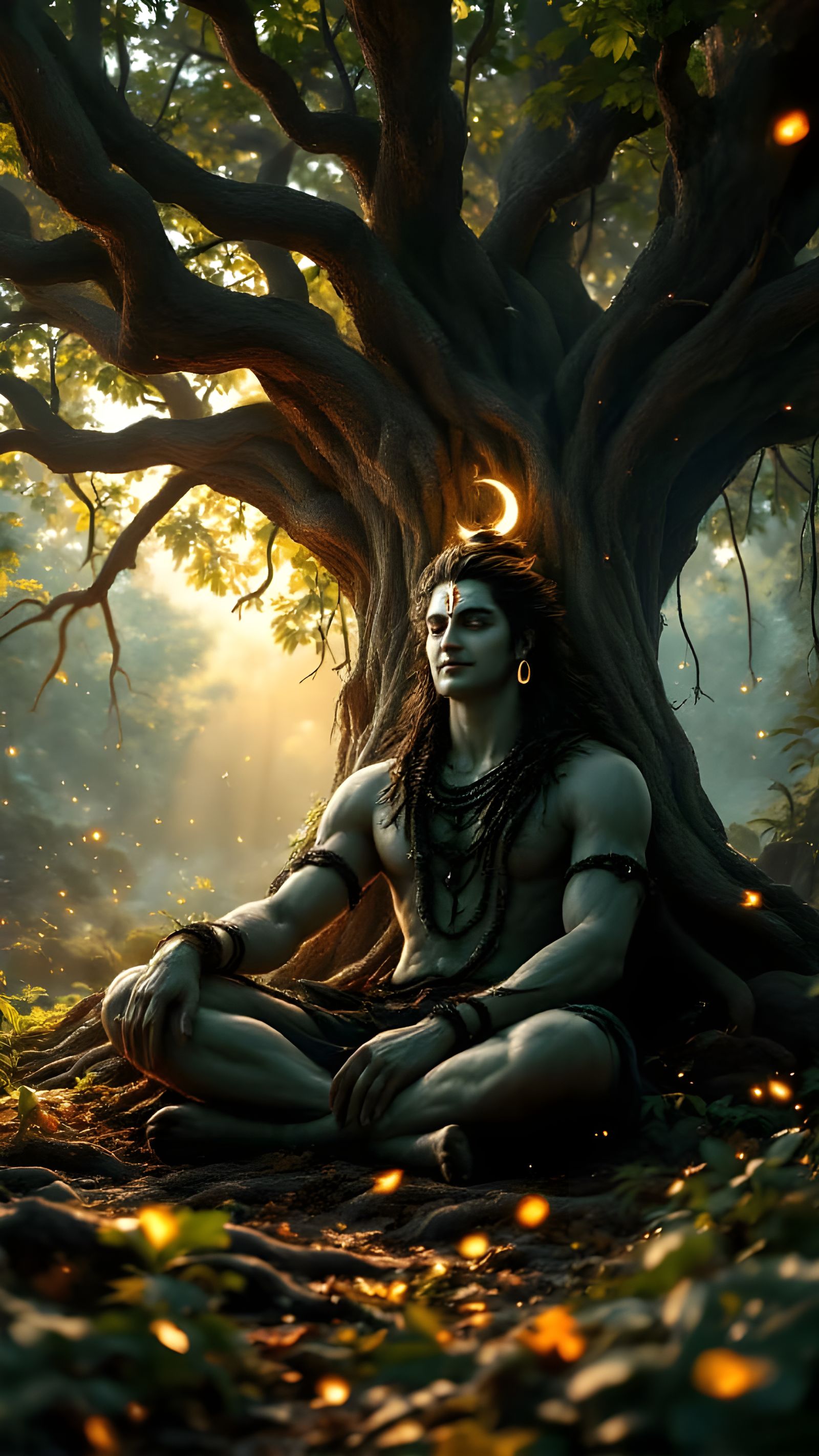 Hyper-Realistic Lord Shiva in Ancient Forest Glory