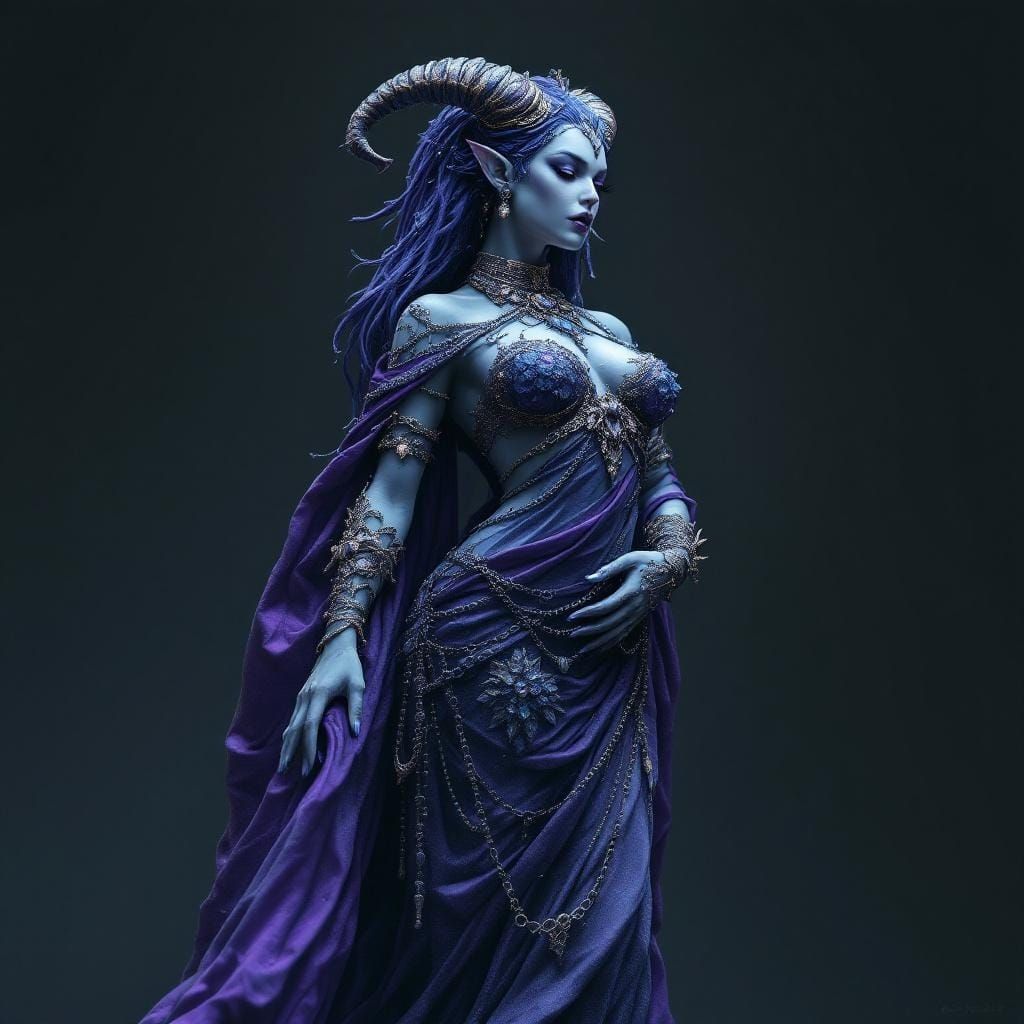 Mystical Mineral Figurine with Jewelry in Digital Art Style