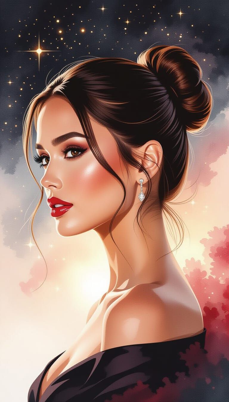 Ethereal Portrait of Young Jessica Alba in Van Gogh Style