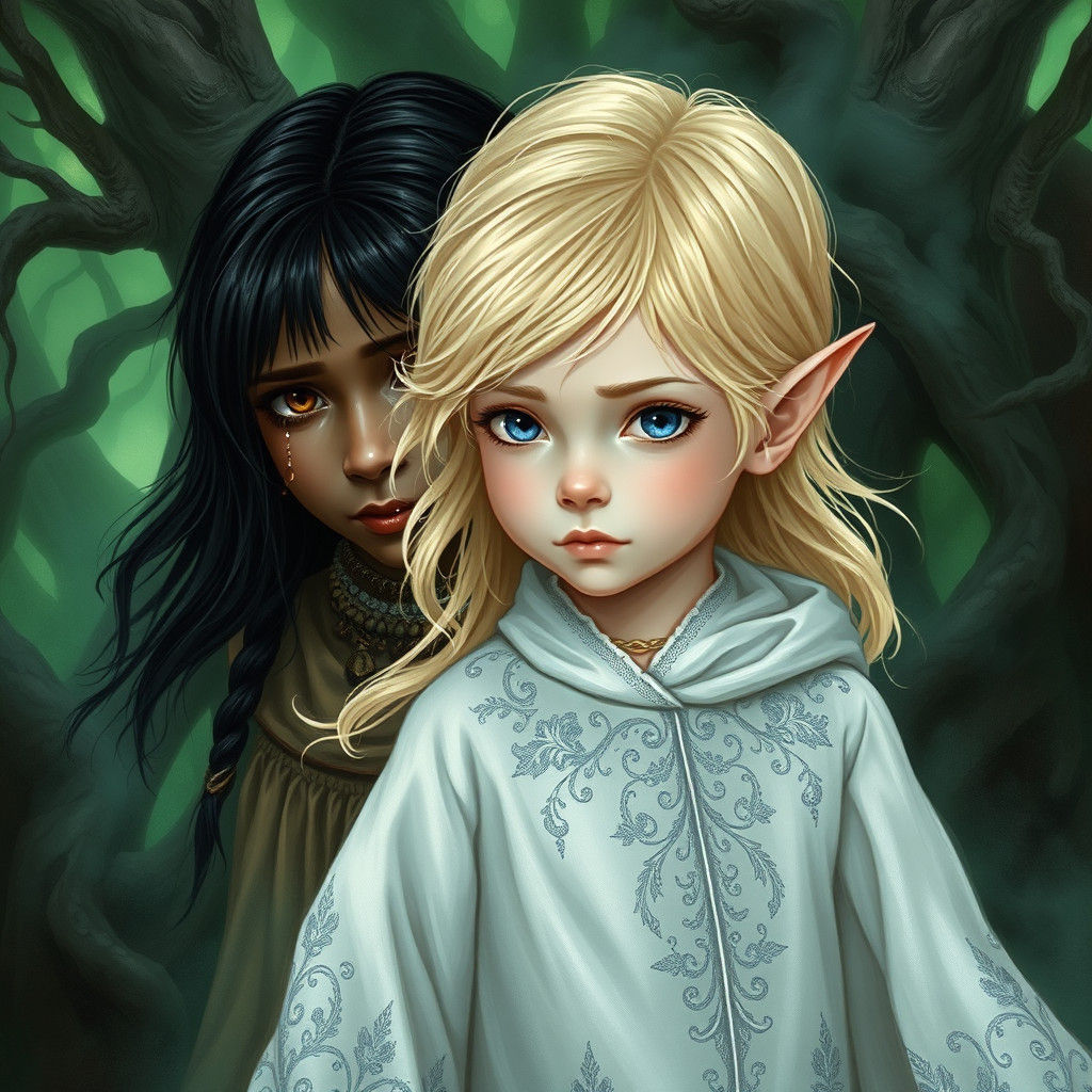 Elven Child Emerges from Dark Forest