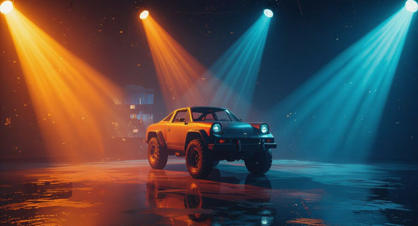 Dramatic Spotlights Effect on Black Background