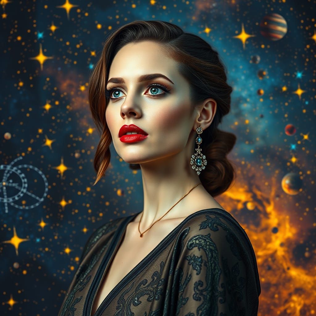 Cosmic Muse in Cubist Surrealism Style