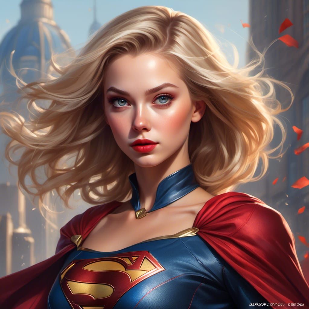 Supergirl Portrait in Hyperdetailed Art Nouveau Style