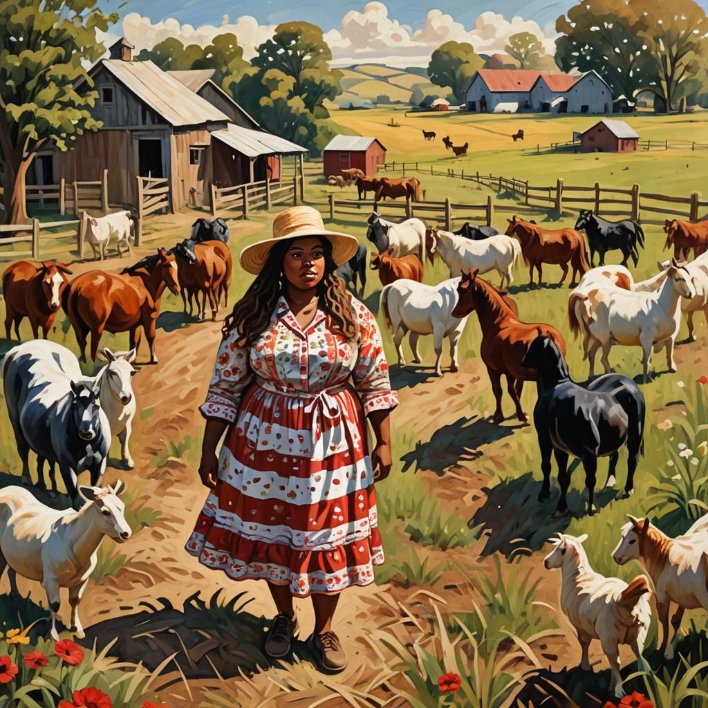 Farm Portrait of Woman in Expressionist Style