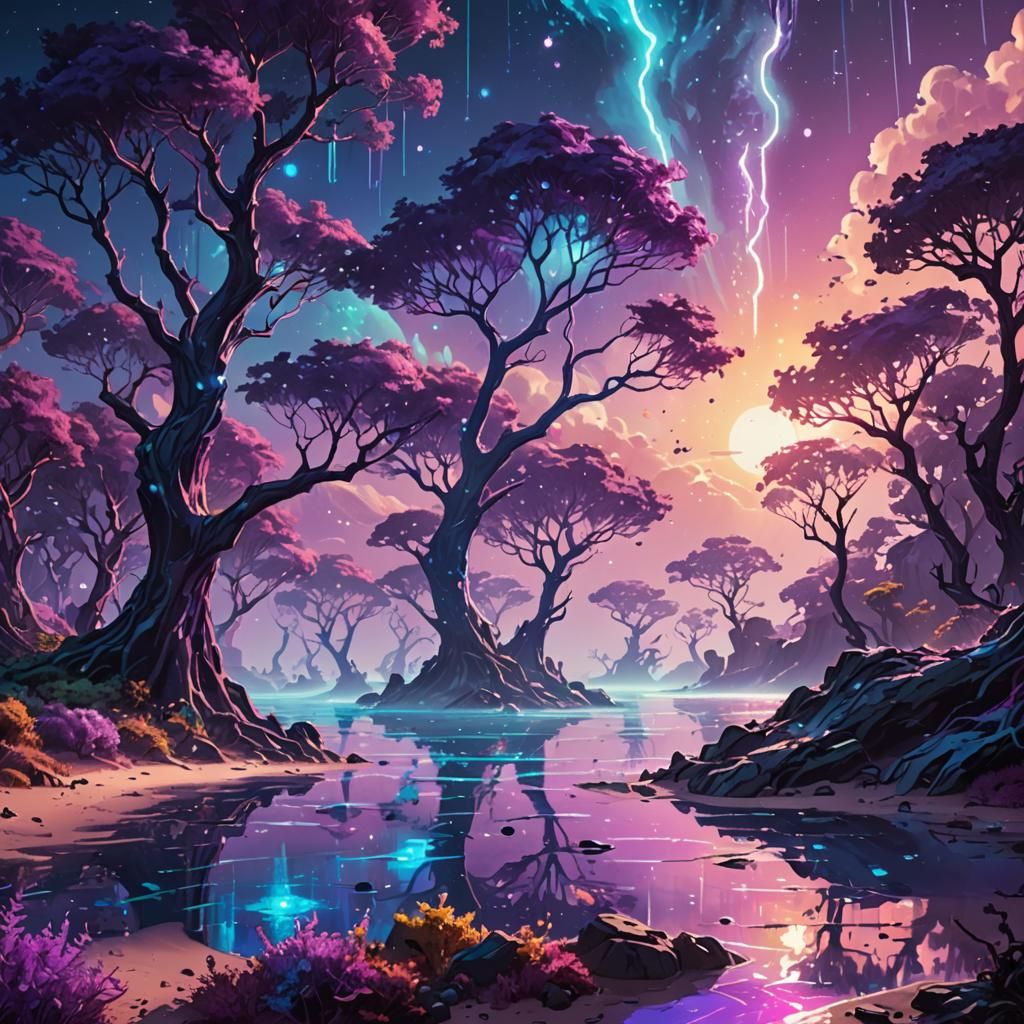 Galactic Ocean Concept Art in Spacecore Aesthetic