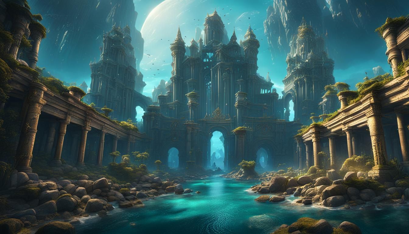Atlantis Detailed Matte Painting in Unreal Engine 5