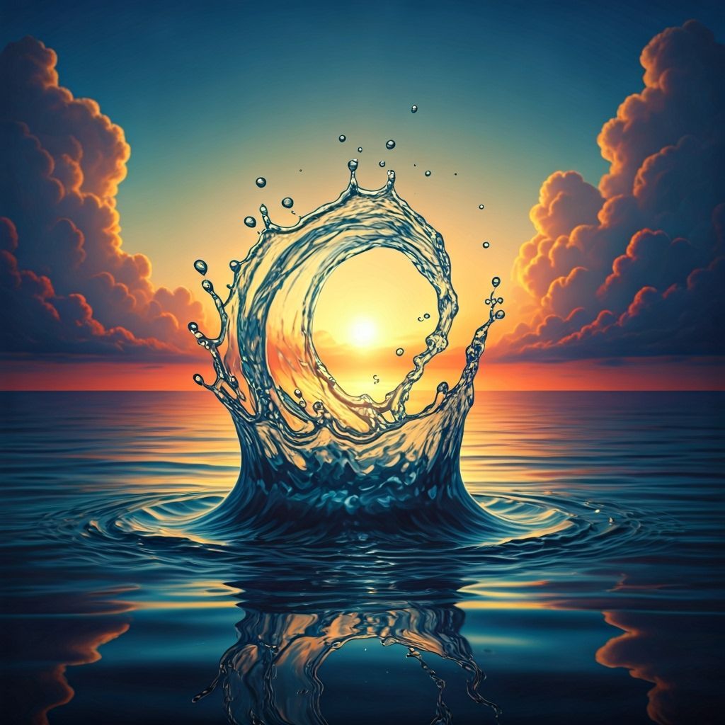 Splashing water on the water surface of a tropical ocean.