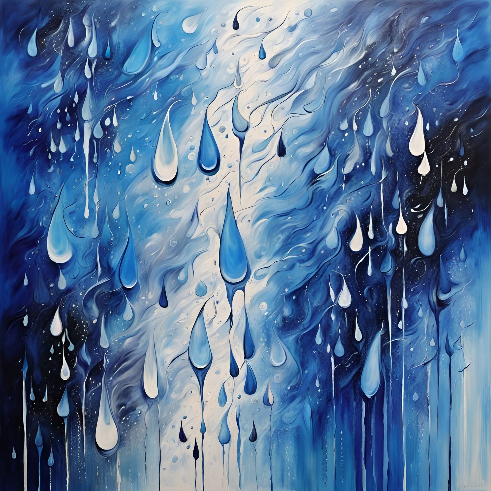 Vibrant Abstract Art of Raindrops in Dreamlike Chaos