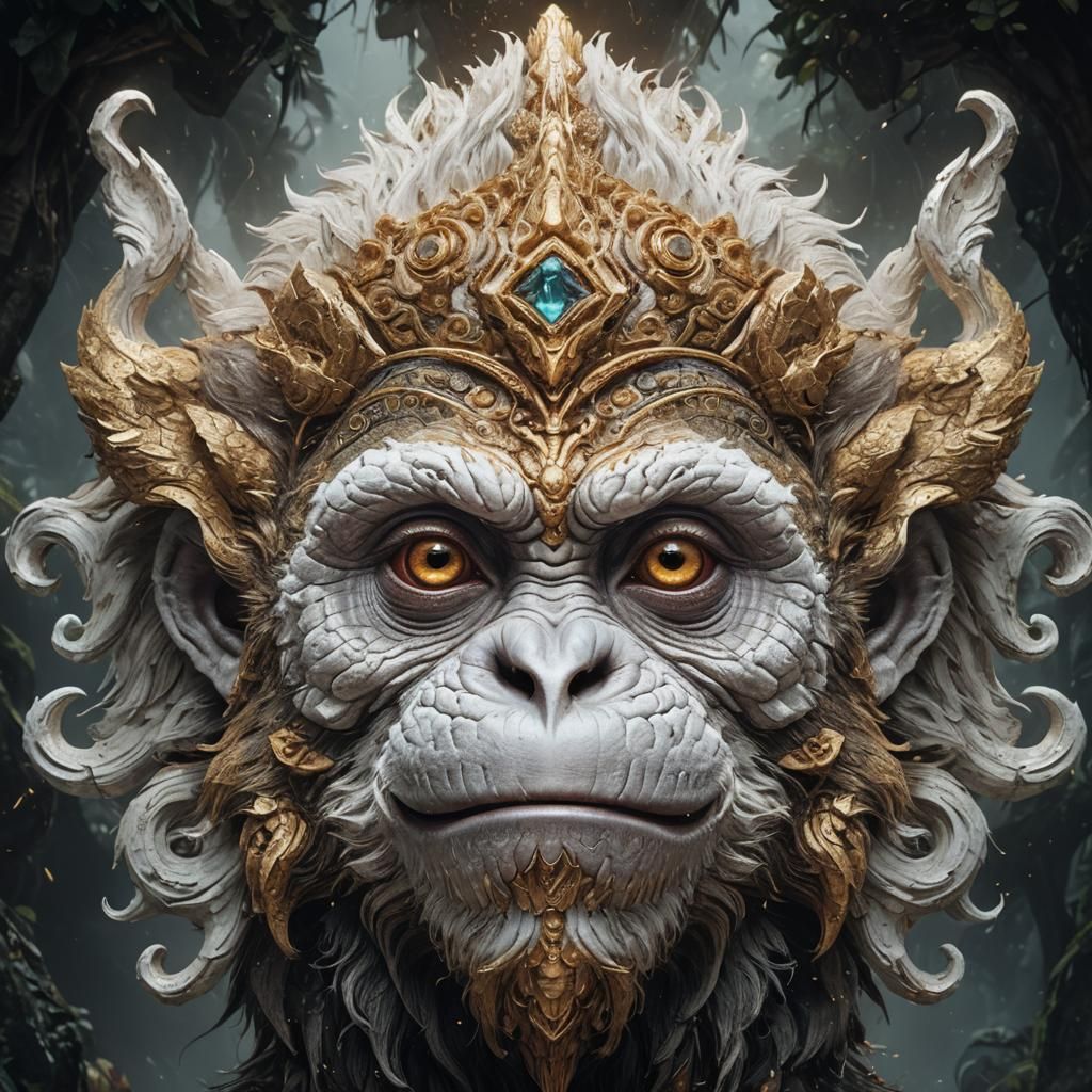 Detailed Monkey Head in Fantasy Concept Art