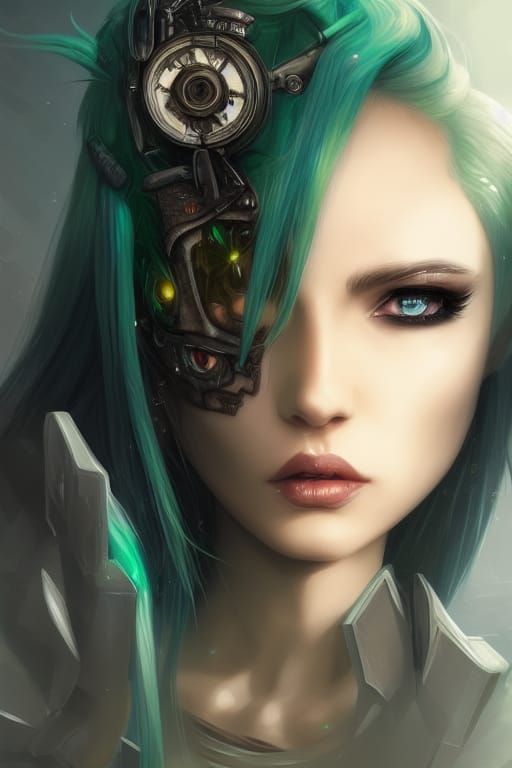 Cyberpunk Dark Elf Goddess in Digital Illustration