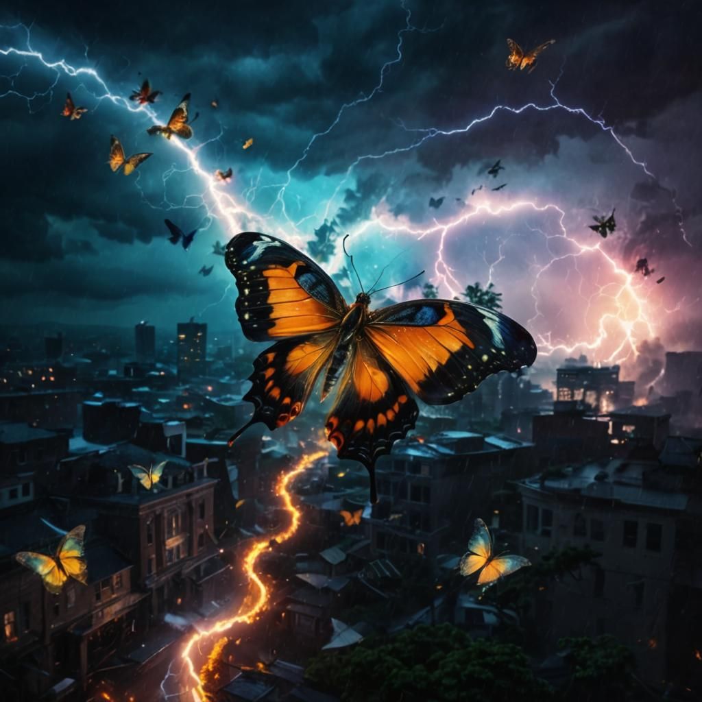 Humorous Butterfly Effect in Vivid Storm Palette