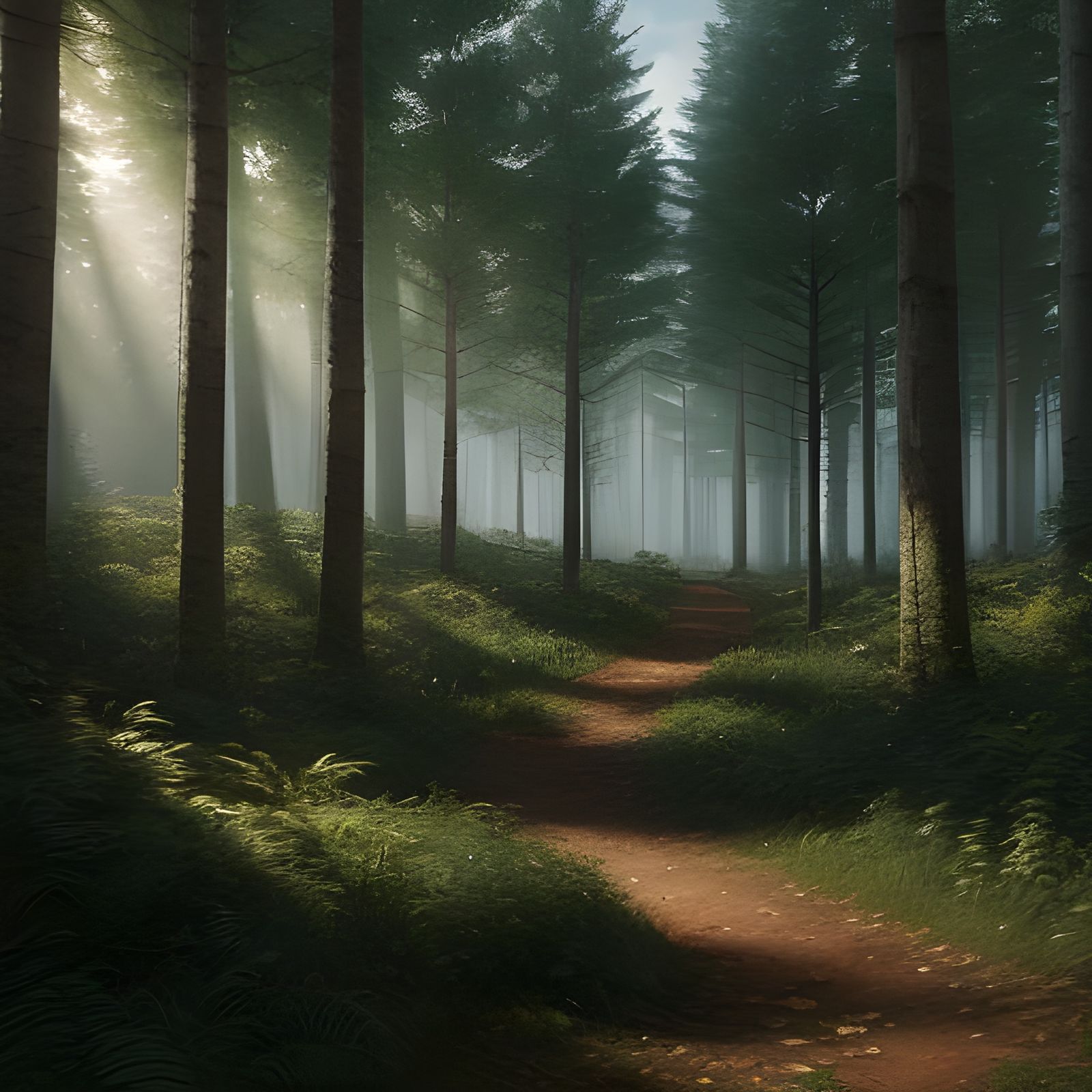 Lush Green Spruce Forest in Detailed Matte Style