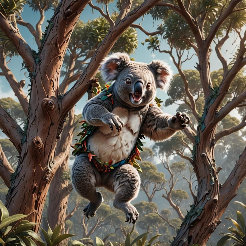 Koala Attack: A Fantastical Digital Painting