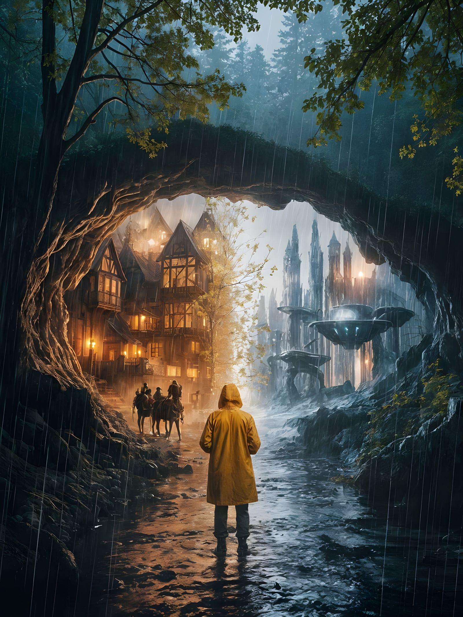 German Forest Cave Portal Merging Realities