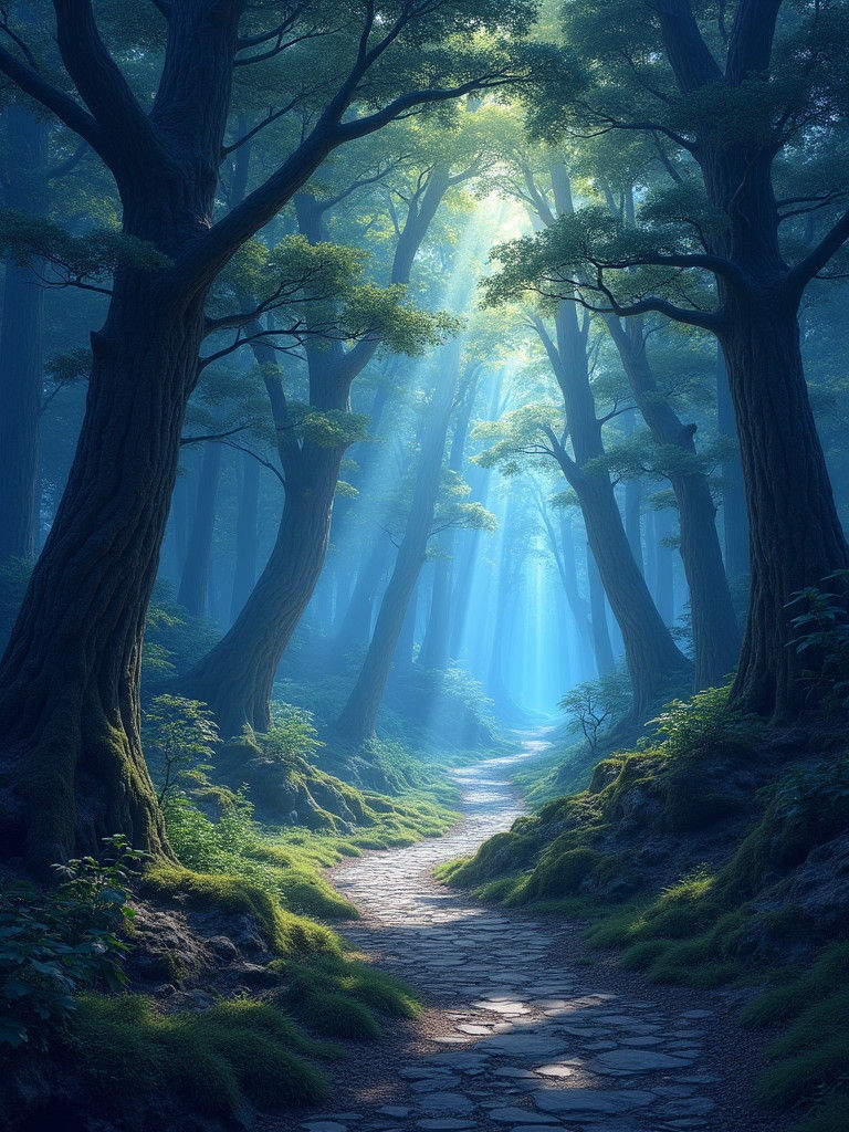 Magical Night: Medieval Japanese Forest Landscape