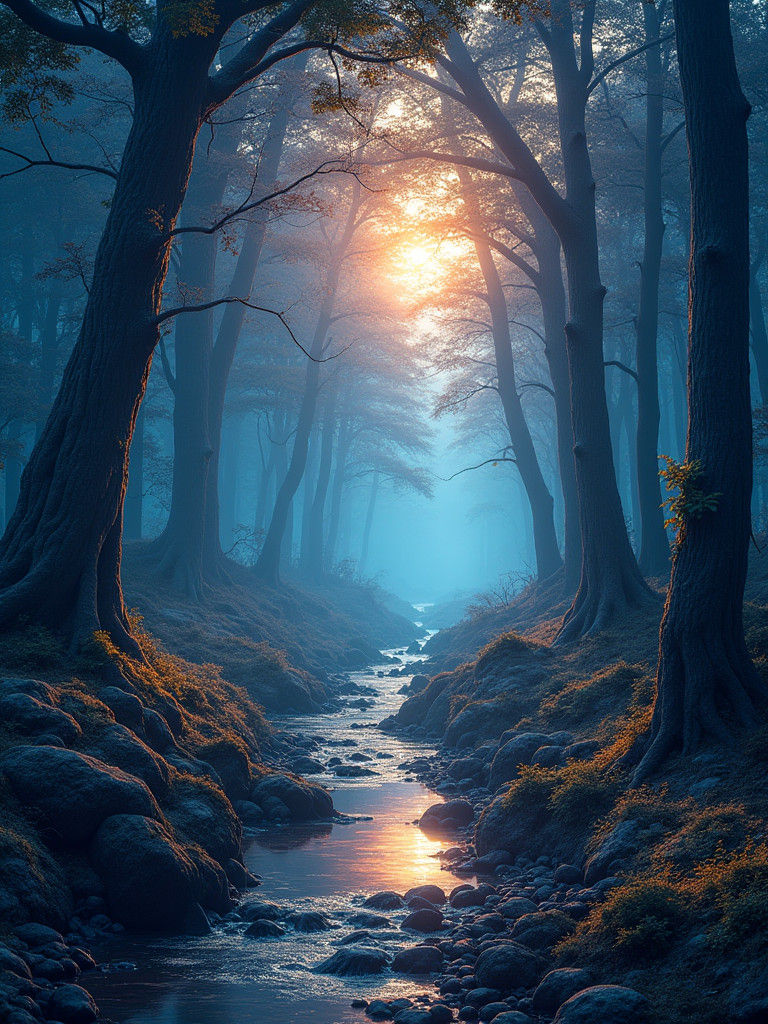Magical Medieval Japanese Forest at Night