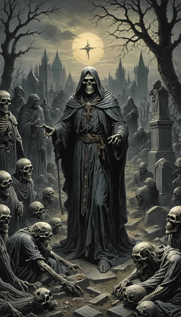 Evil Necromancer Conjures Abomination in Cursed Cemetery