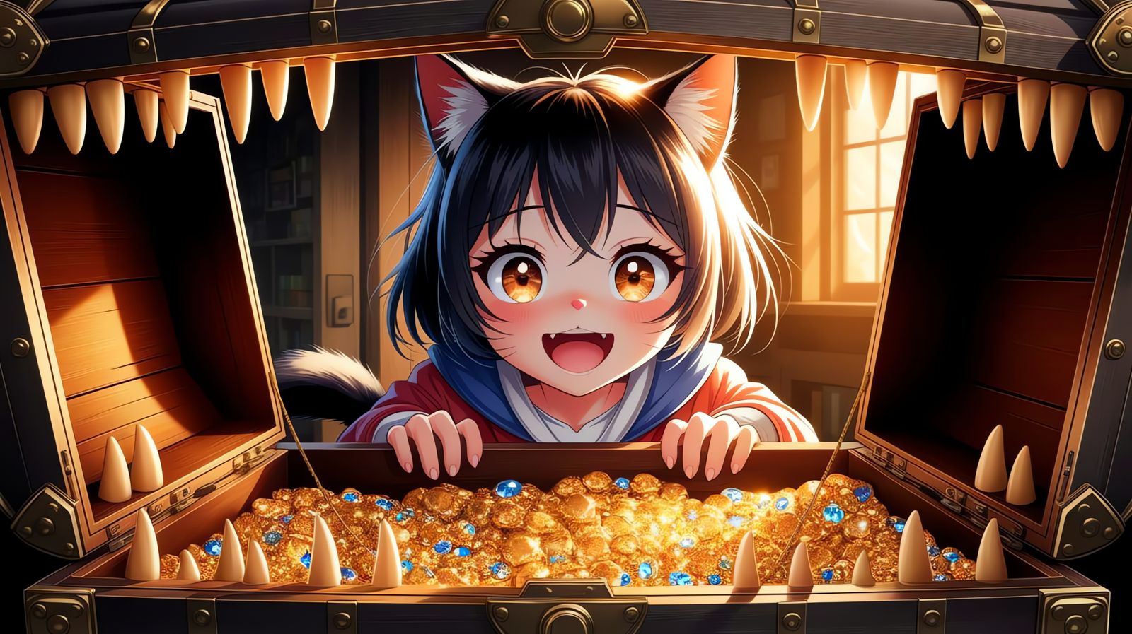 Anime Cat-Girl's Treasure Discovery