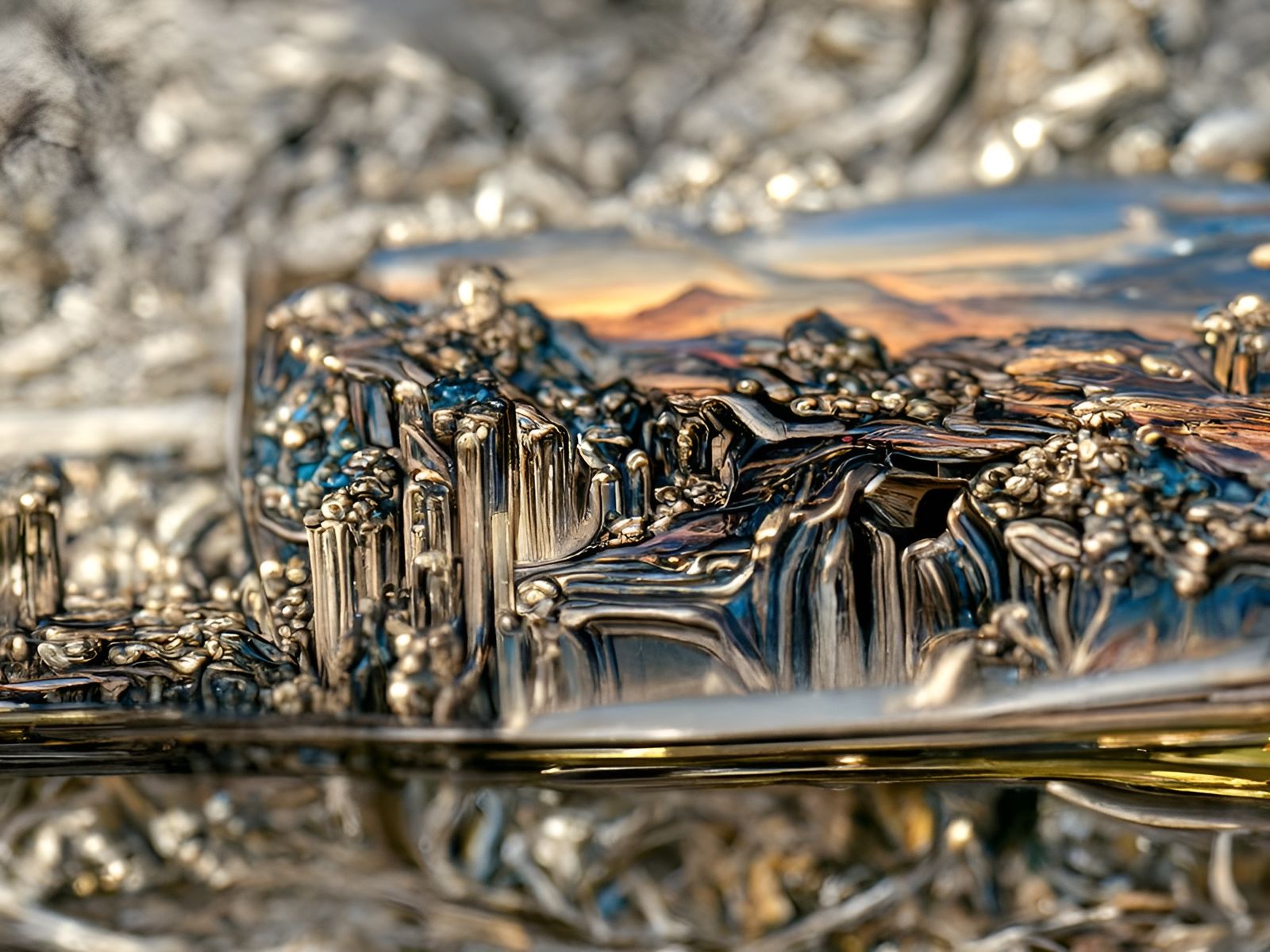 Platinum and Bismuth Engraving of Landscape Vista