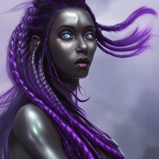 Alien Girl with Dreadlocks: Fantasy Concept Art