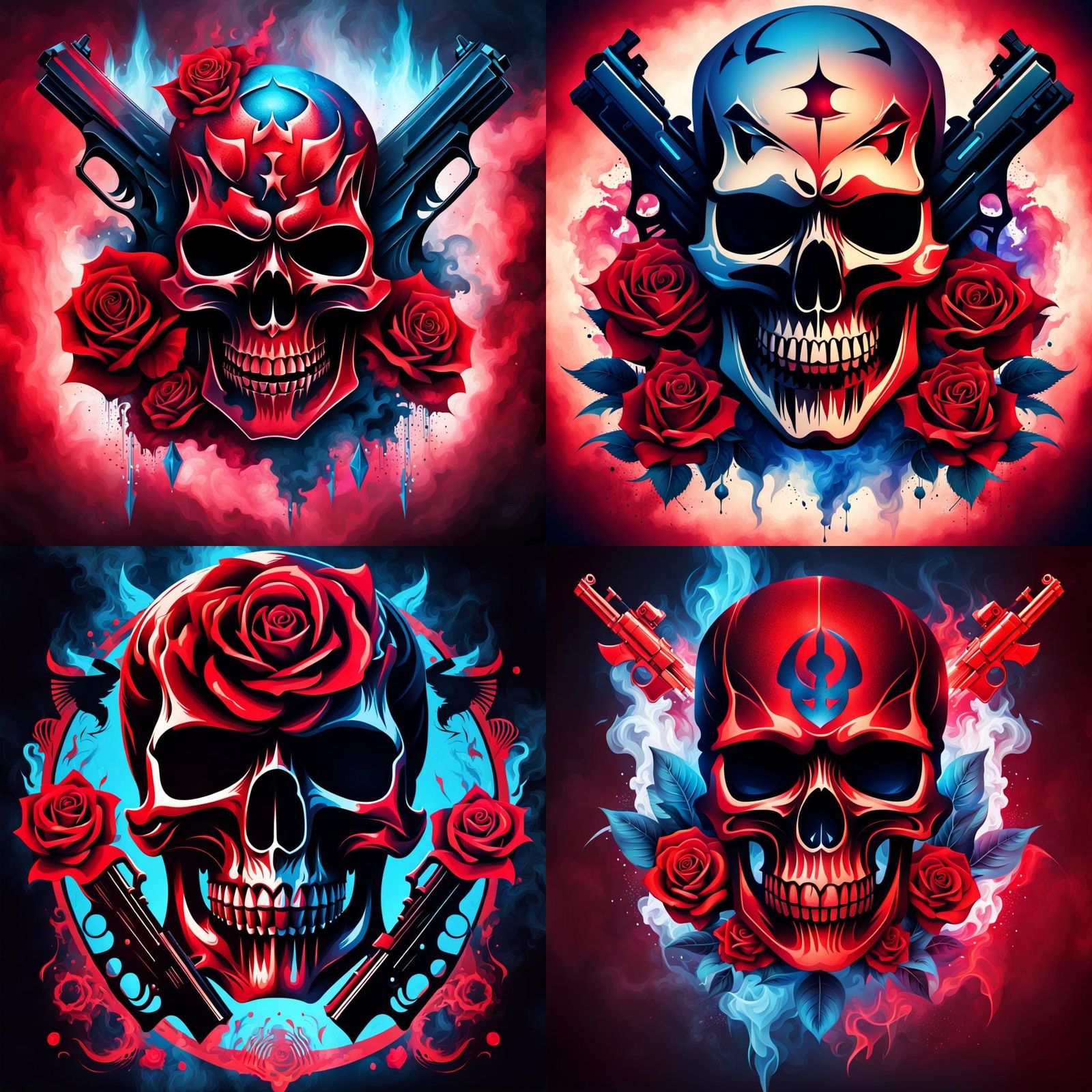 Abstract Red Skulls
