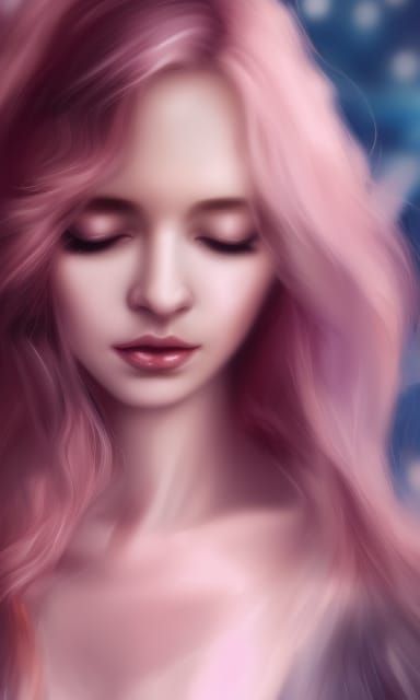 Anime Portrait of Woman with Pink Hair