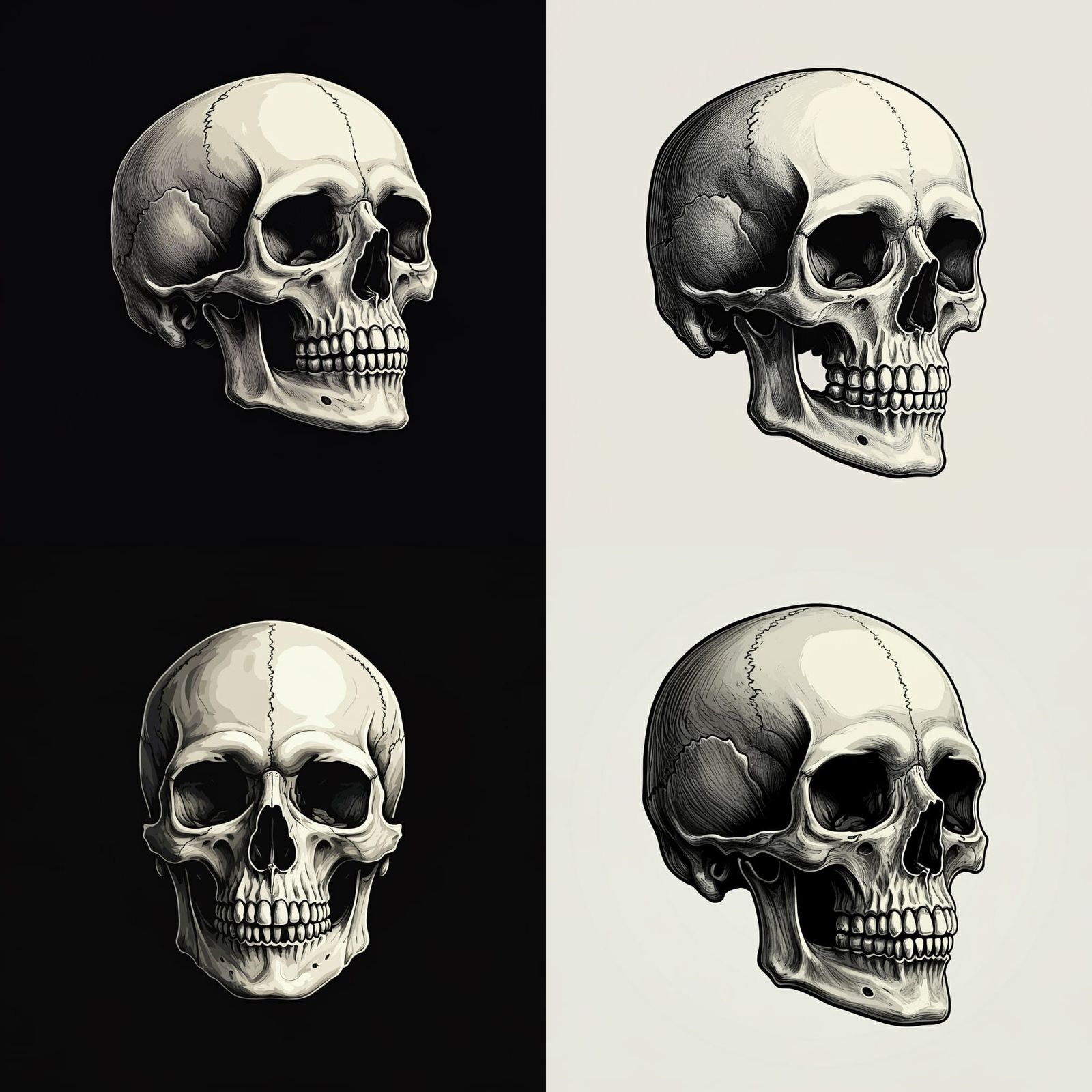 Skull Vector Logo in Black and White Horror Style