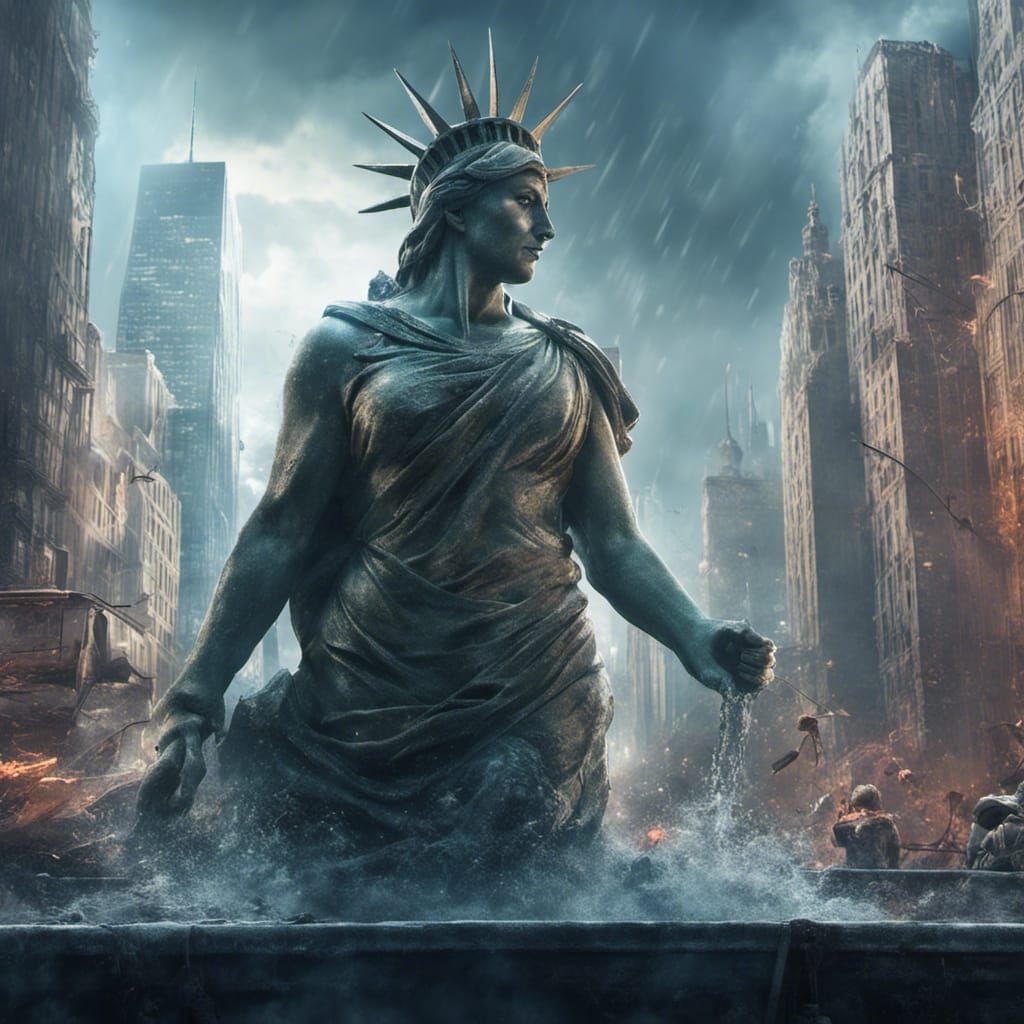 Post-Apocalyptic Liberty: Digital Matte Painting of Ruins