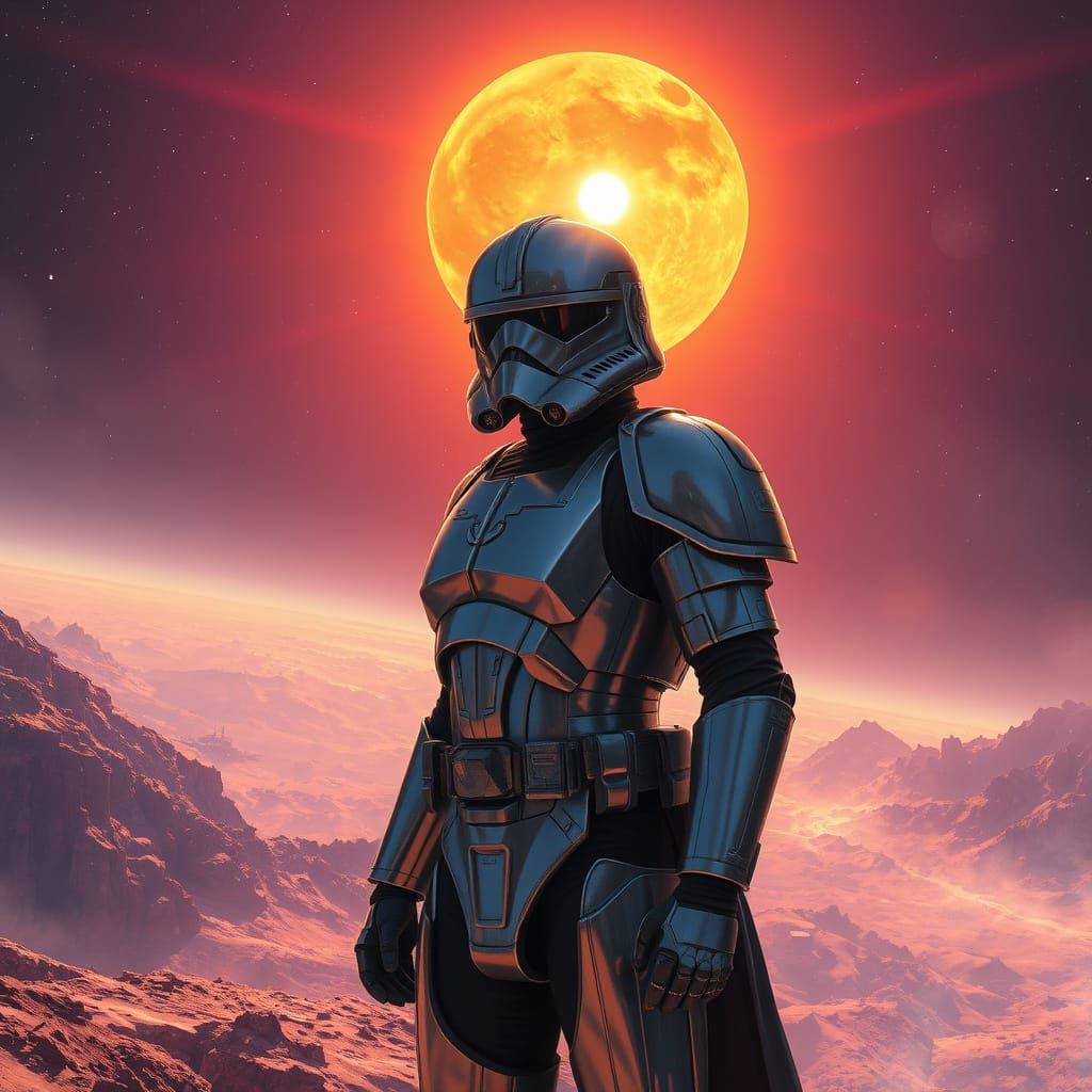 Republic Trooper in Galactic Landscape Digital Painting