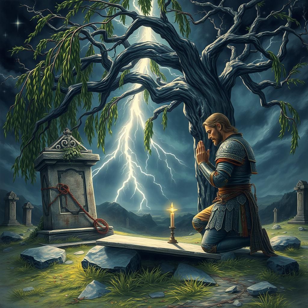 Medieval Knight Mourns Wife in Astral Storm