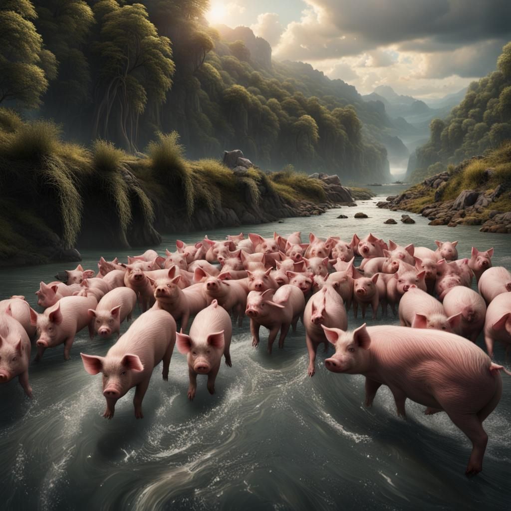 Pigs Swimming: An Epic Cinematic Scene