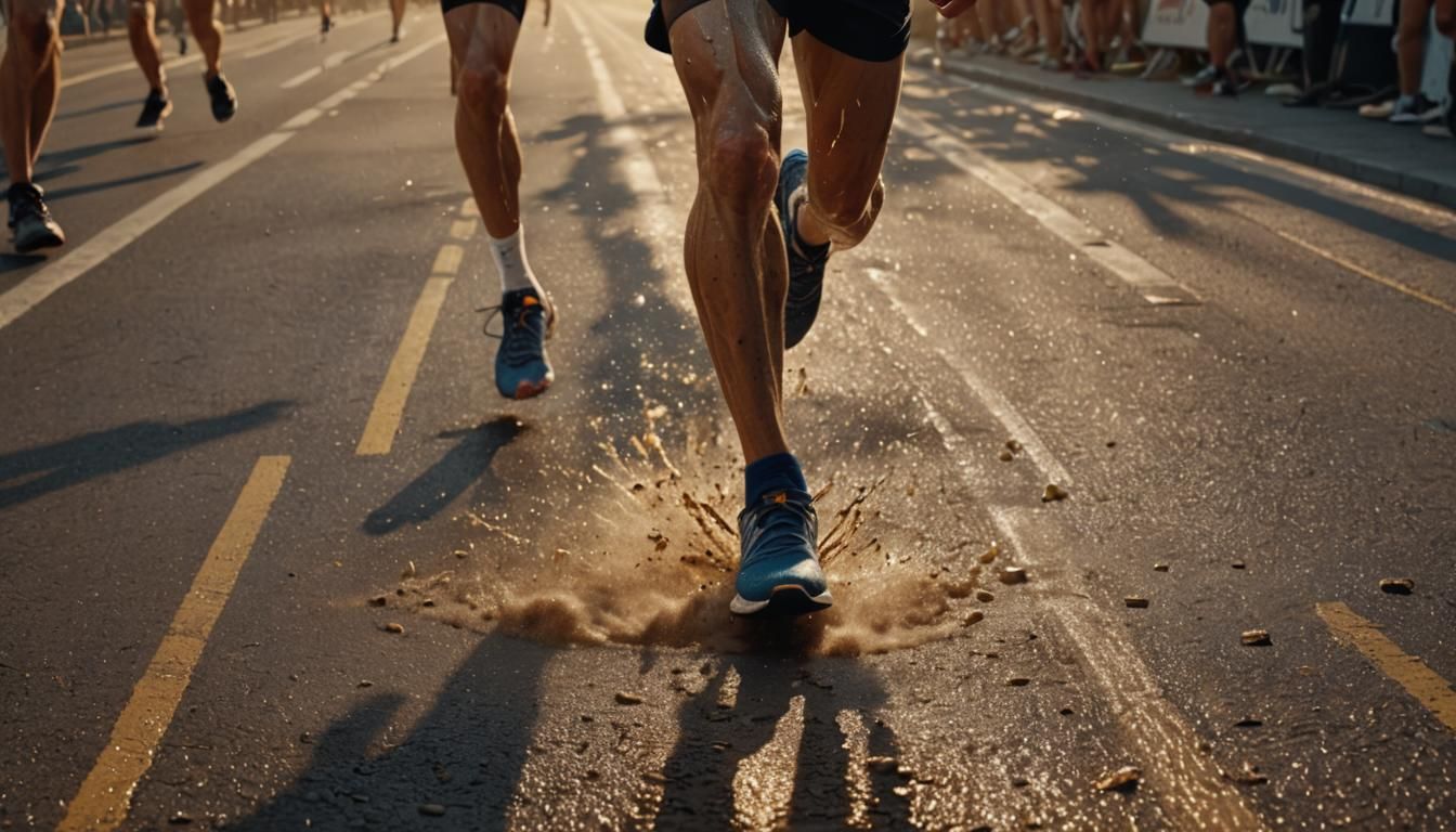 Marathon Runner's Triumph: Hyper-Realistic Digital Art