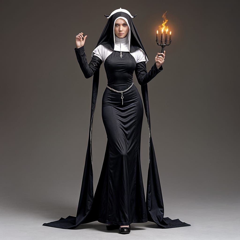 Seductive Satanic Nun Portrait by AI