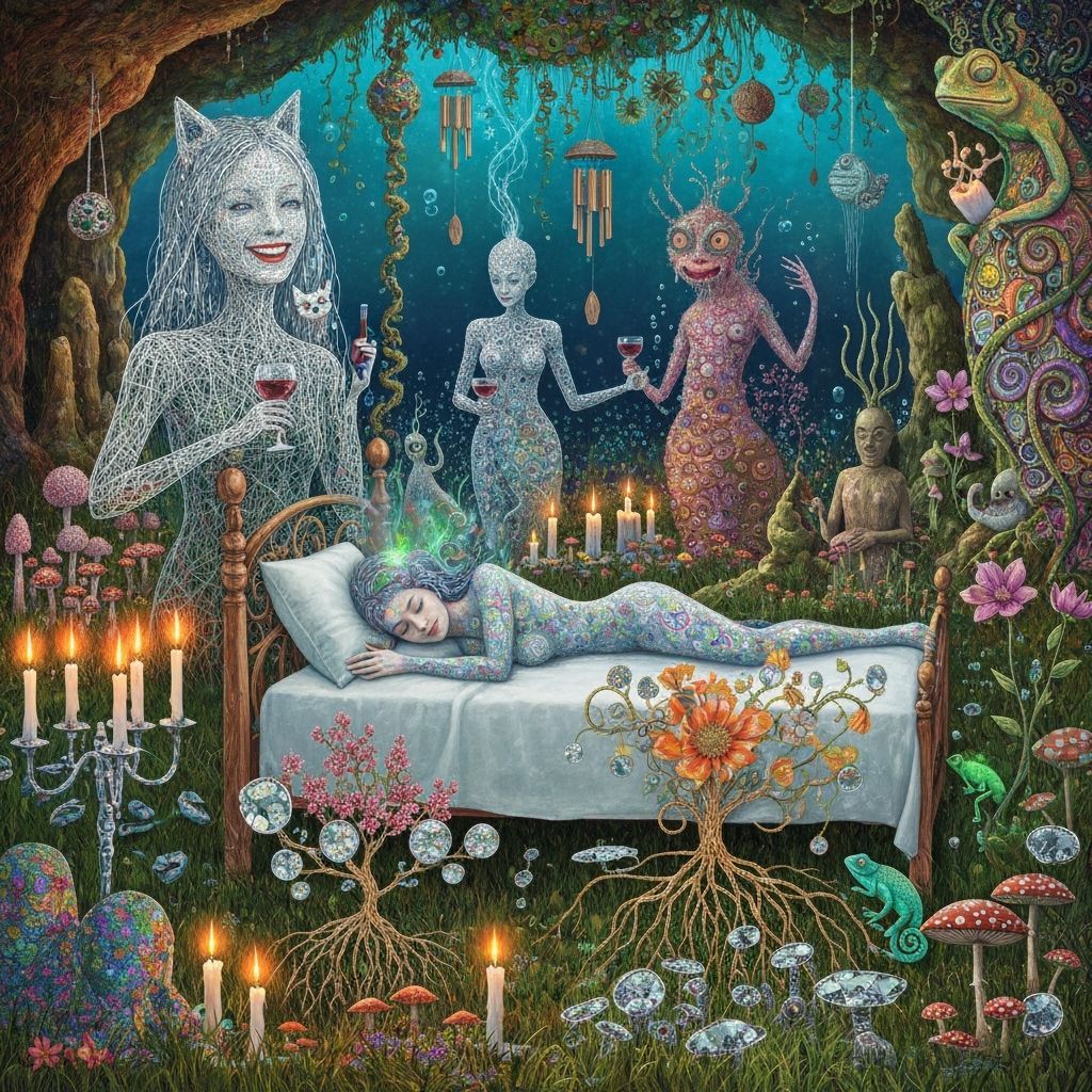 Surreal Undersea Garden Party with Dreamlike Creatures