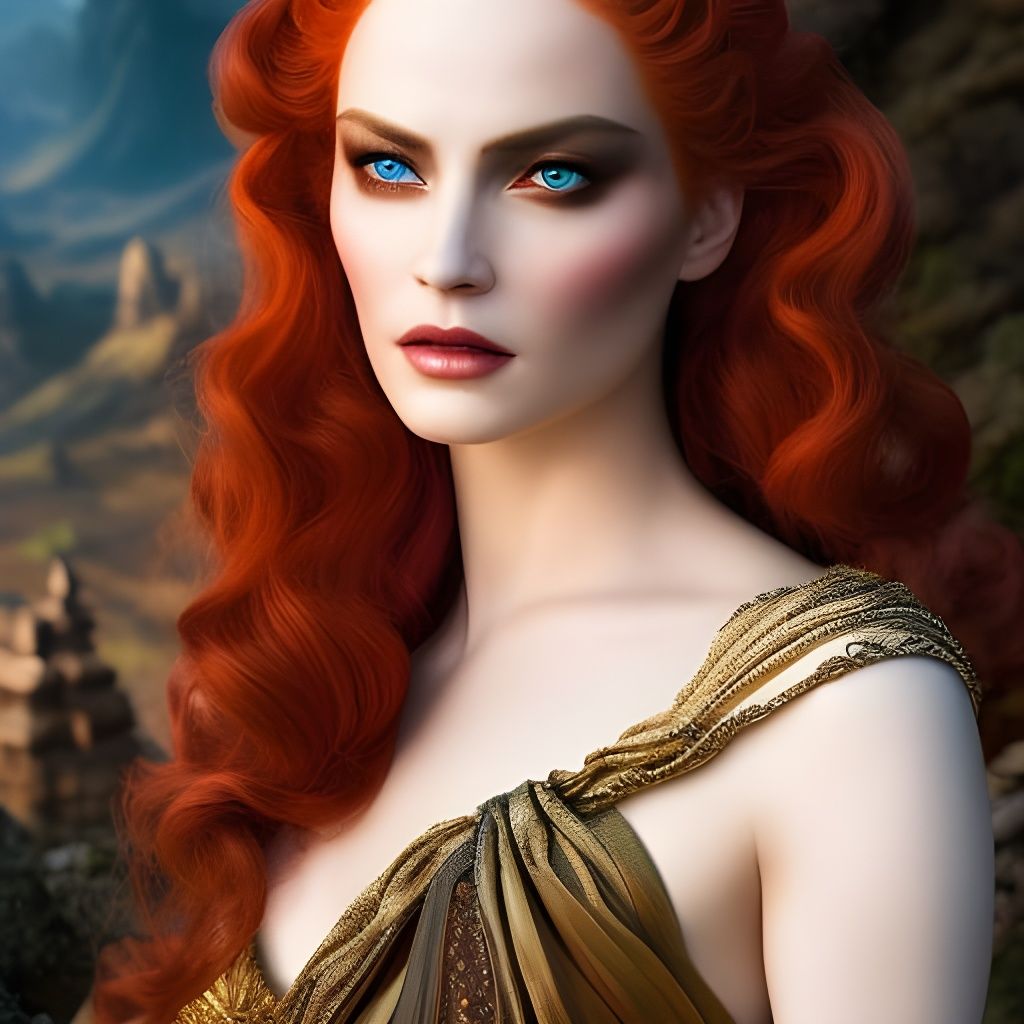 Fashionable Steampunk Goddess with Red Hair