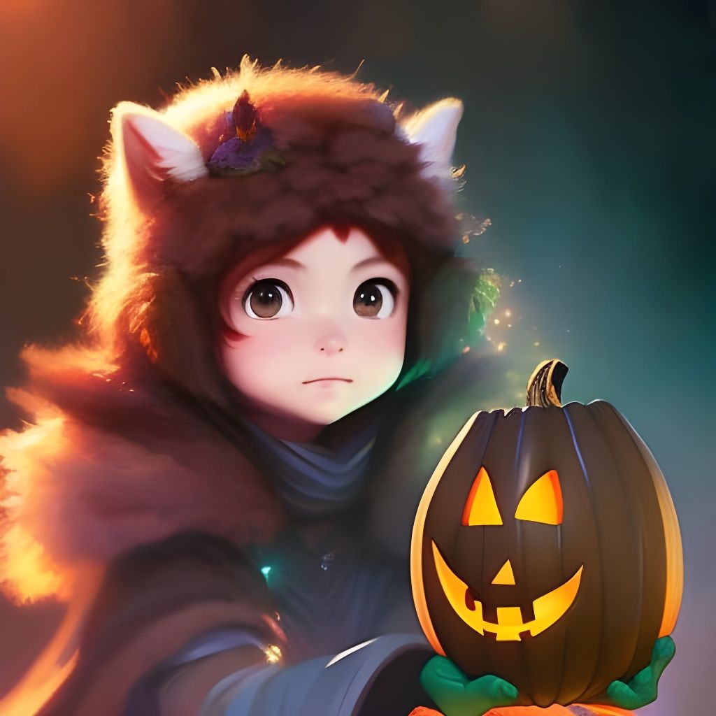Chibi Trick-or-Treater in Bear Costume